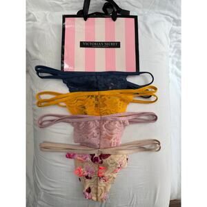 NWT Victoria’s Secret PINK Thong Panty Lot Double Strap Size XS  Bundle of 4